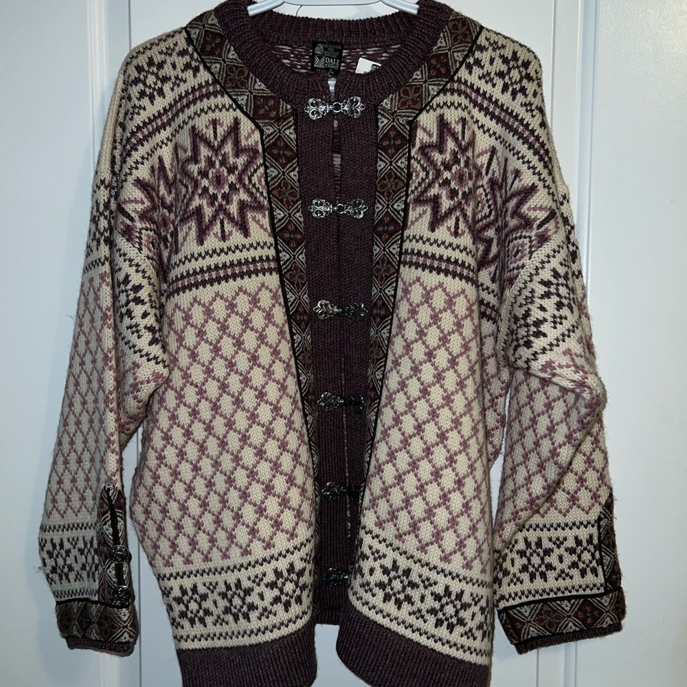 Vintage Dale Of Norway purple fair isle wool cardigan